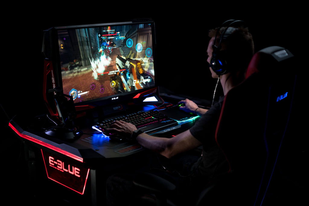 E-Blue Wireless Glow Gaming Desk | Champs Chairs