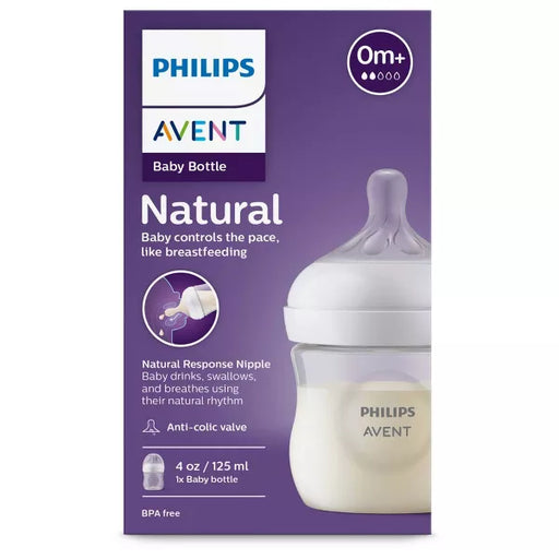 Philips AVENT Natural Baby Bottle with Natural Response Nipple, Clear,  11oz, 3pk