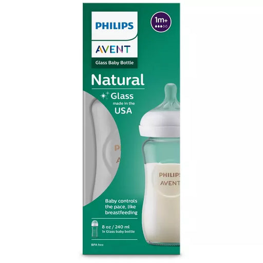  Philips AVENT Natural Glass Baby Bottle, Clear, 4 Oz