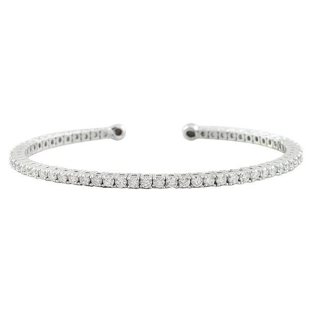 1.46 Carat Diamond 14K White Gold Bangle Bracelet - Fashion Strada