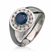 14K Mens Sapphire And Diamond Ring - Fashion Strada