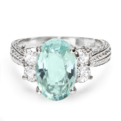 14K Aquamarine and Diamond Ring | Fashion Strada