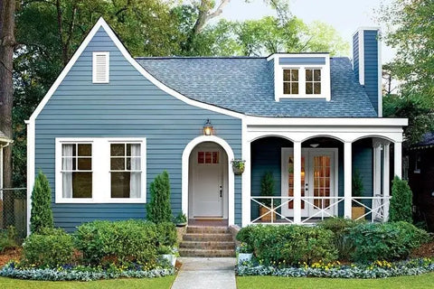 Rumah dengan warna biru langit cantik