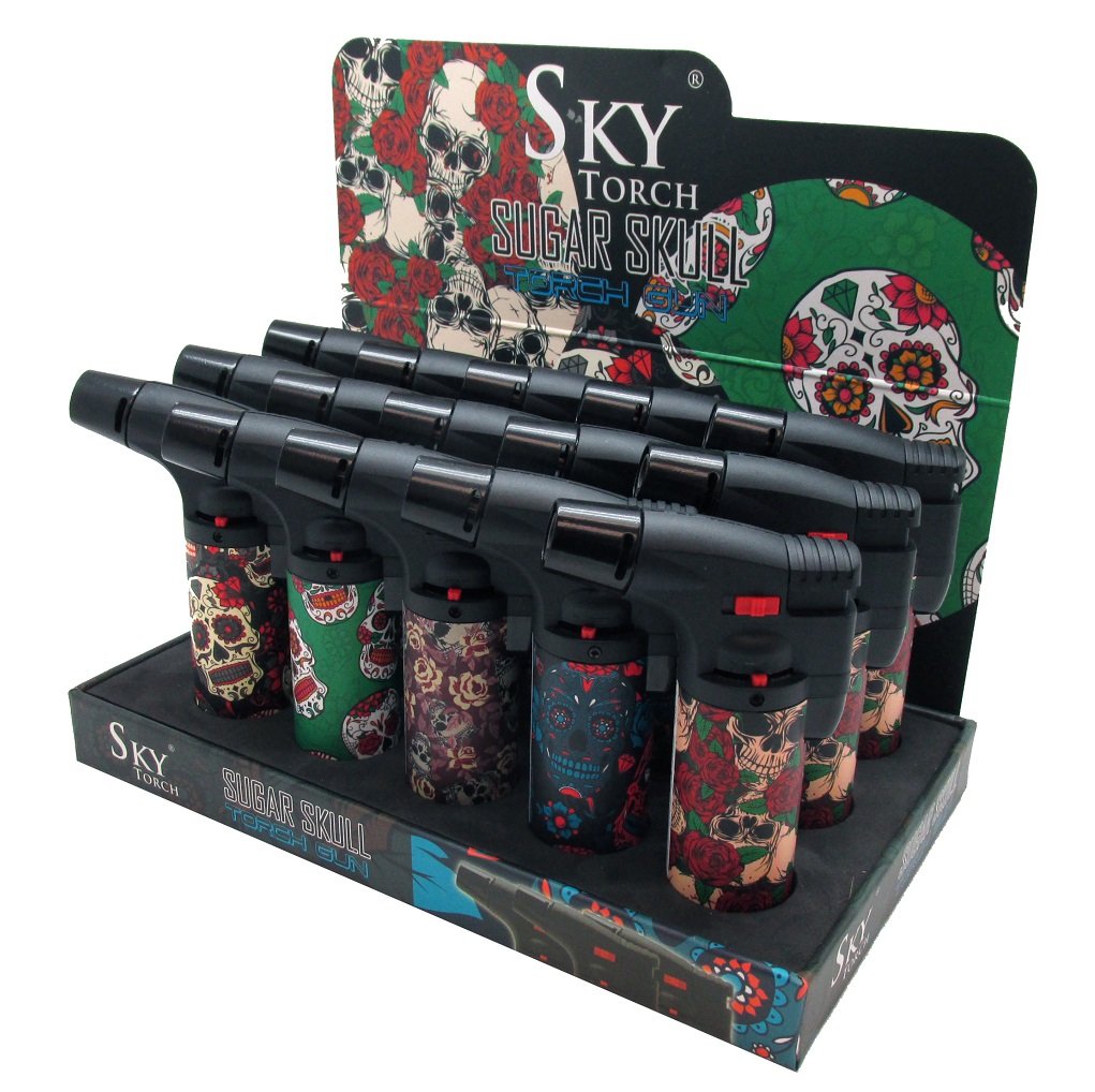 Sky Sugar Skull Torch