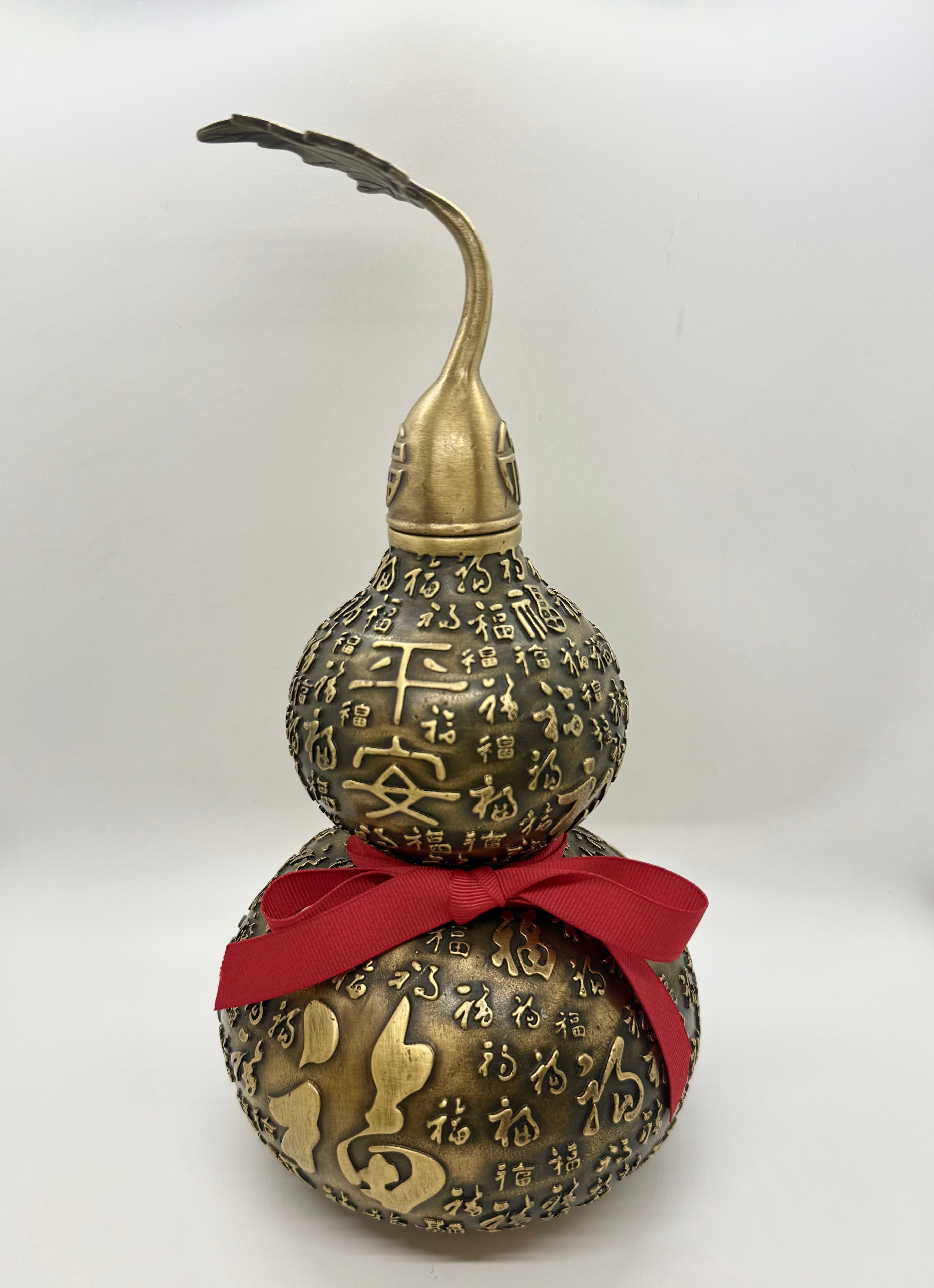 7217 -  Metal Fortune Wu Lou For Health With 6 Emperor Coins - 12 Inches Height