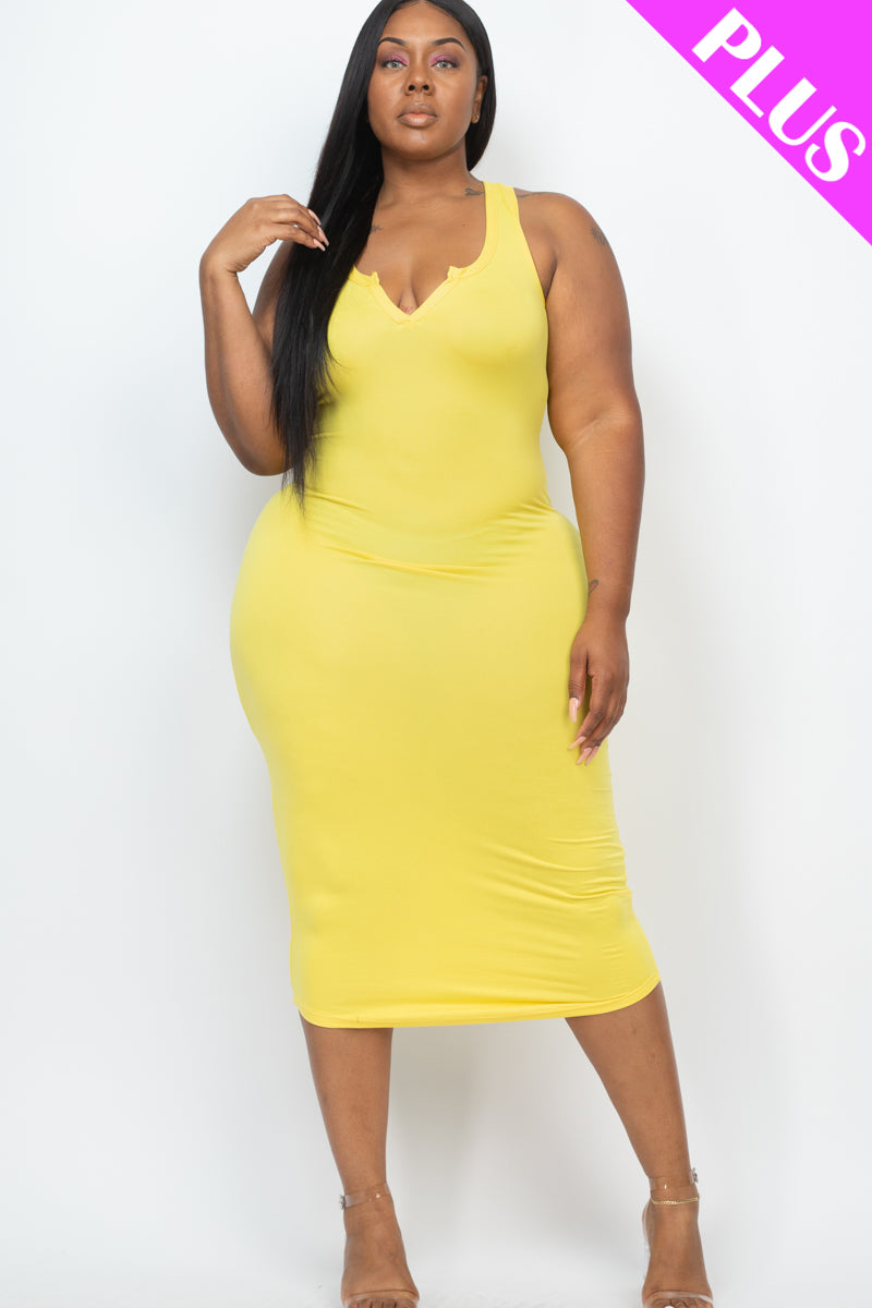 Curvy Split Neck Tank Midi Dress - Picture 17 of 17
