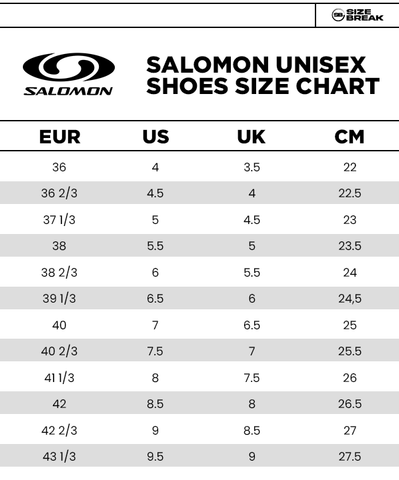 Salomon Size Chart – Size Break