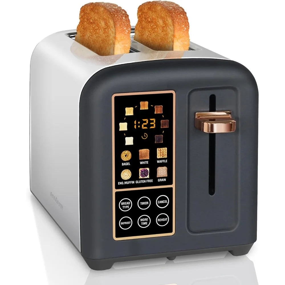 2 Slice Stainless Toaster LCD Display