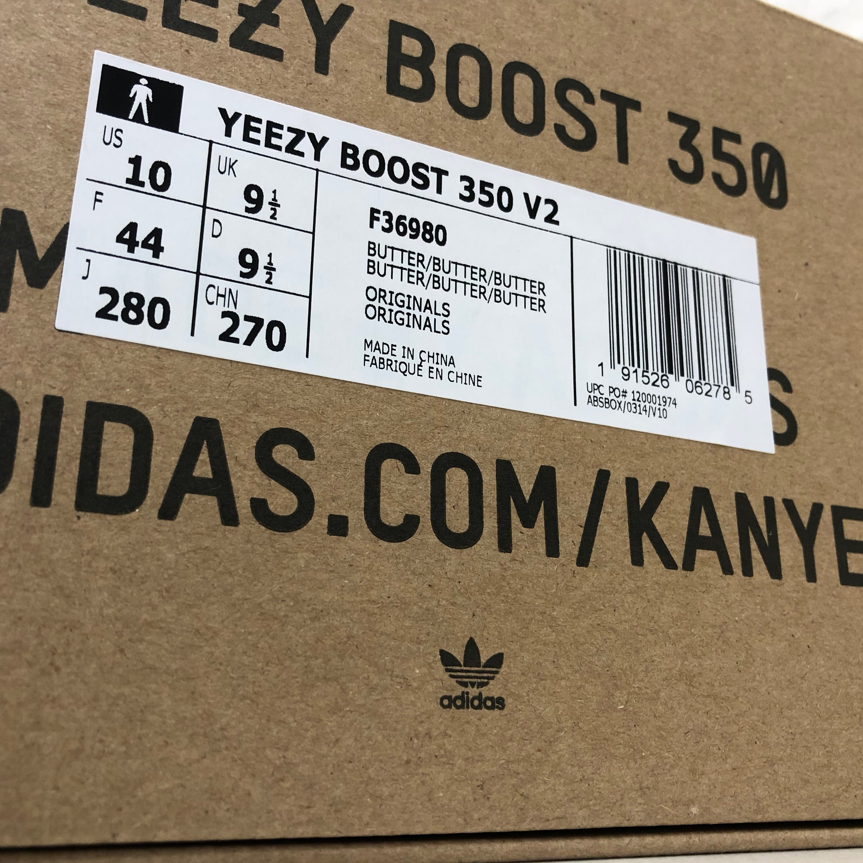 yeezy butter size tag