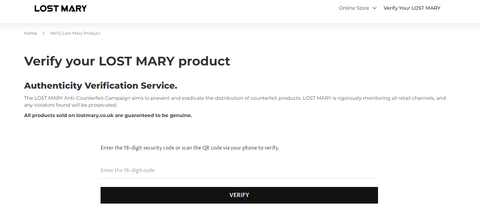 image showing how to check if a Lost Mary Vape is real
