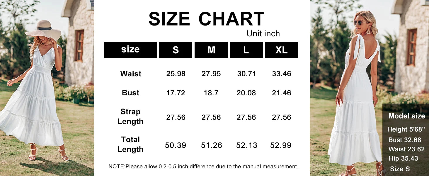 Women's Cross Neck Summer Sleeveless Tiered Maxi Dress Beach Tie Strap Smocked Long Dresses Pleated Sundress Touch Data      ...