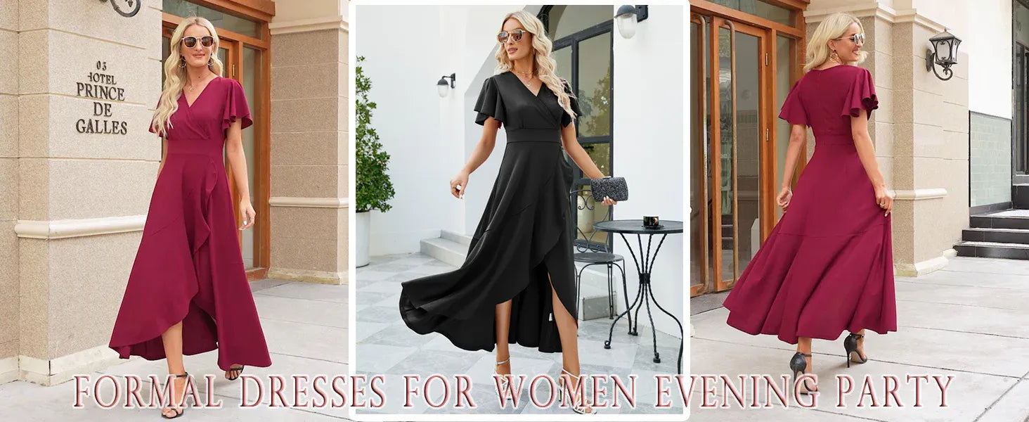 202405151708 article title long Long Black Formal Dresses for Women Gowns Evening Party Cocktail Dress,Split Elegant V Neck W...