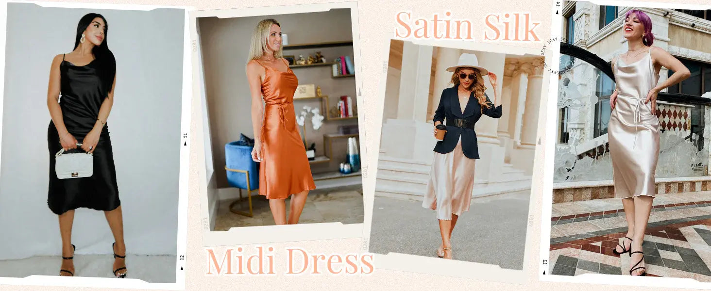 Womens Satin Nightgown Sexy Lingerie Sleepwear Spaghetti Strap Cowl Neck Elegant Long Slip Satin Silk Midi Dress Touch Data  ...