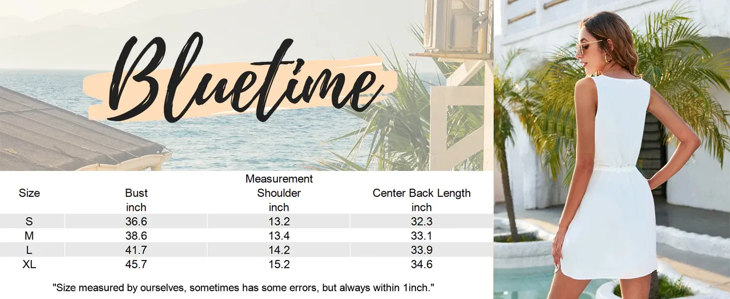 Women Swimsuit Coverup Beach Dress V Neck Chiffon Dress Bathing Suit Cover Ups Sundress with Drawstring Touch Data