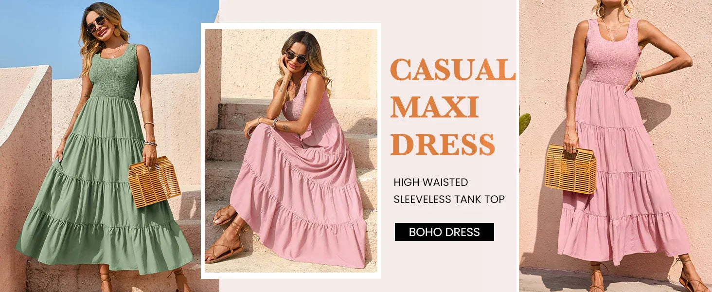 sleeveless chiffon dresses for women 2024 casual maxi dress for women tiered dress boho sun dress