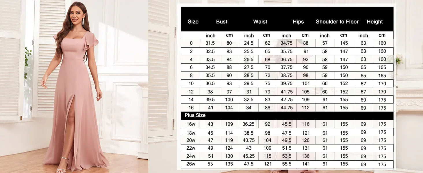 Women's Chiffon Bridesmaid Dresses Ruffle Sleeve A Line Long Evening Formal Party Dress with Slit Touch Data          Ruffle ...