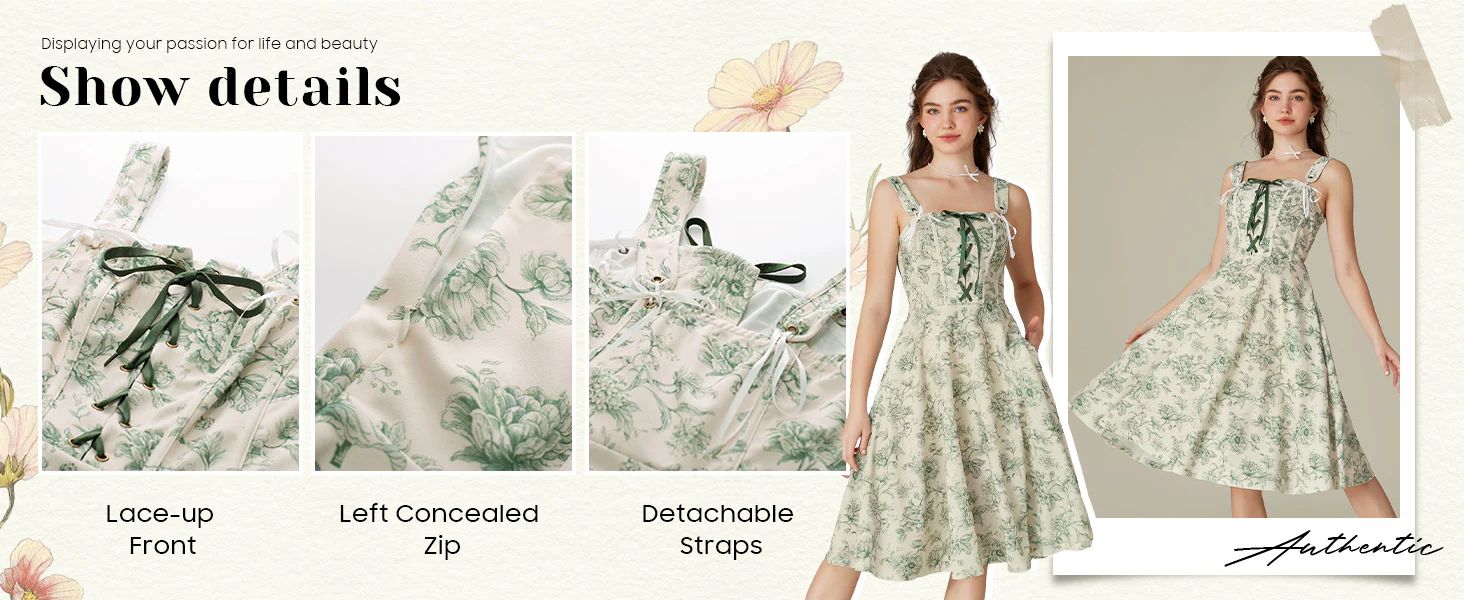 Womens Summer Dress Floral Print Vacation Sundress Sleeveless Cottagecore Dress