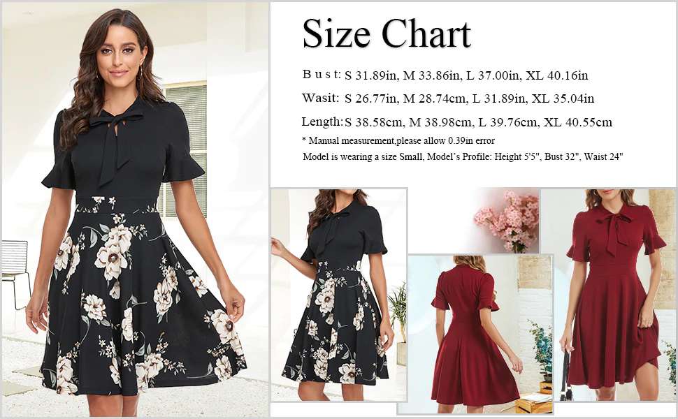 202405141015 Women Summer Floral Ruffle Sleeve Wear to Work Church Wedding Guest Party Dresses Touch Data Product Description...