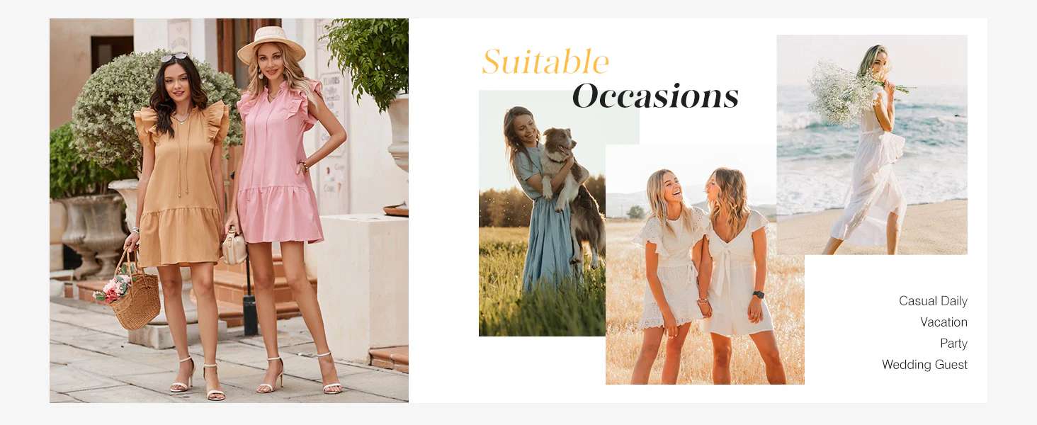 202404260956 Womens 2024 Summer V-Neck Drawstring Ruffle Cap Short Sleeve Side Pockets Mini Dress Sundress Touch Data        ...