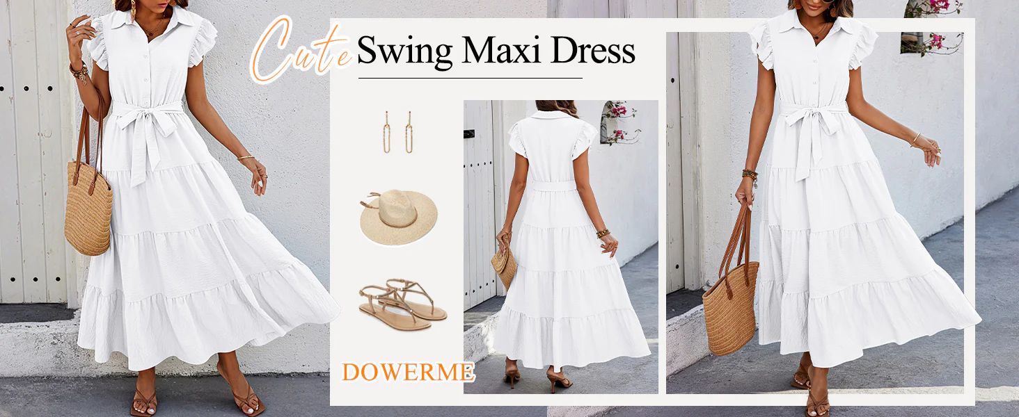 ruffle short sleeve maxi dress cap sleeve button up maxi dress summer casual beach dress for women