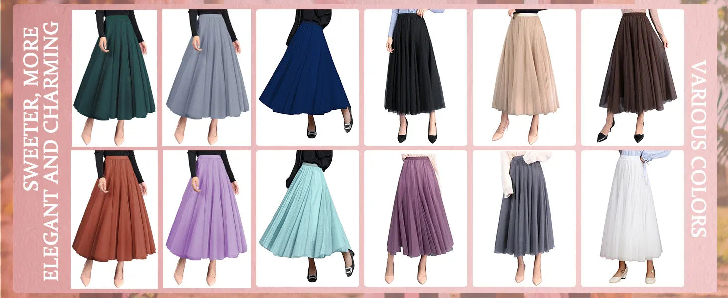 202405151050 product Tulle Skirts for Women Pleated Layered Tutu Skirt Ladies Elegant Flowy Long Skirts Bridesmaid Wedding Mi...
