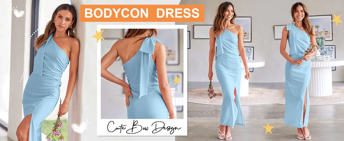 202405141758 Women’s Summer One Shoulder Sleeveless Maxi Dress Cutout Sexy Bodycon Semi Formal Party Dresses Touch Data