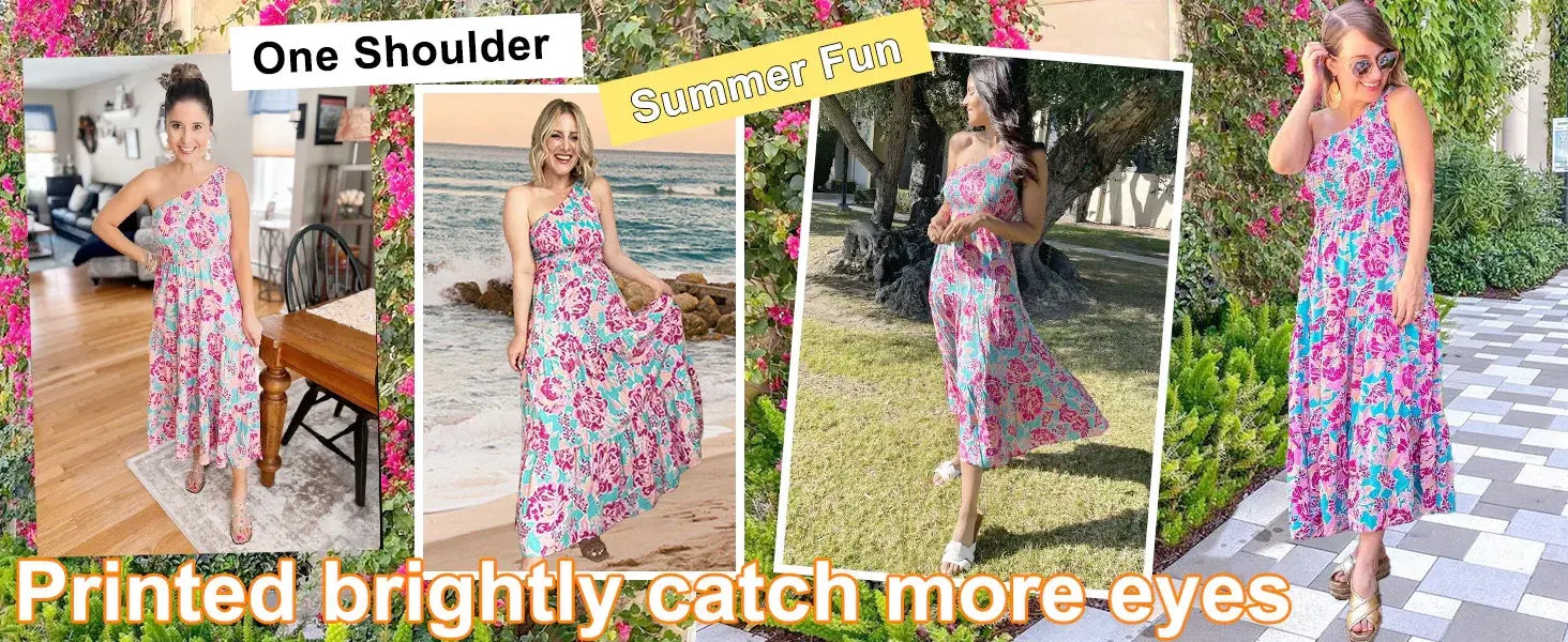 Women's Summer Ruffle Maxi Dress Floral Print 3/4 Bell Sleeve V Neck High Waist Flowy Boho Long Dress Touch Data      Product...