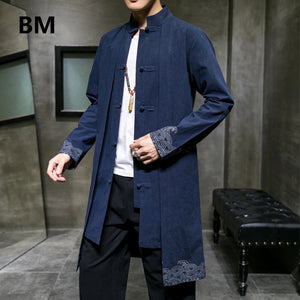 Chinese Style Clothes Tang Suit Cotton Line Long Hanfu 2020 Ancient Style Coat National Style Robes Gown Men Windbreaker - Virtuosity Wear