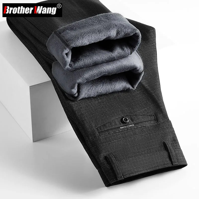 Winter Fleece Casual Plaid Trousers