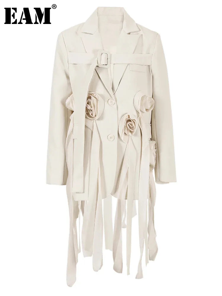 Flower Irregular Long Blazer