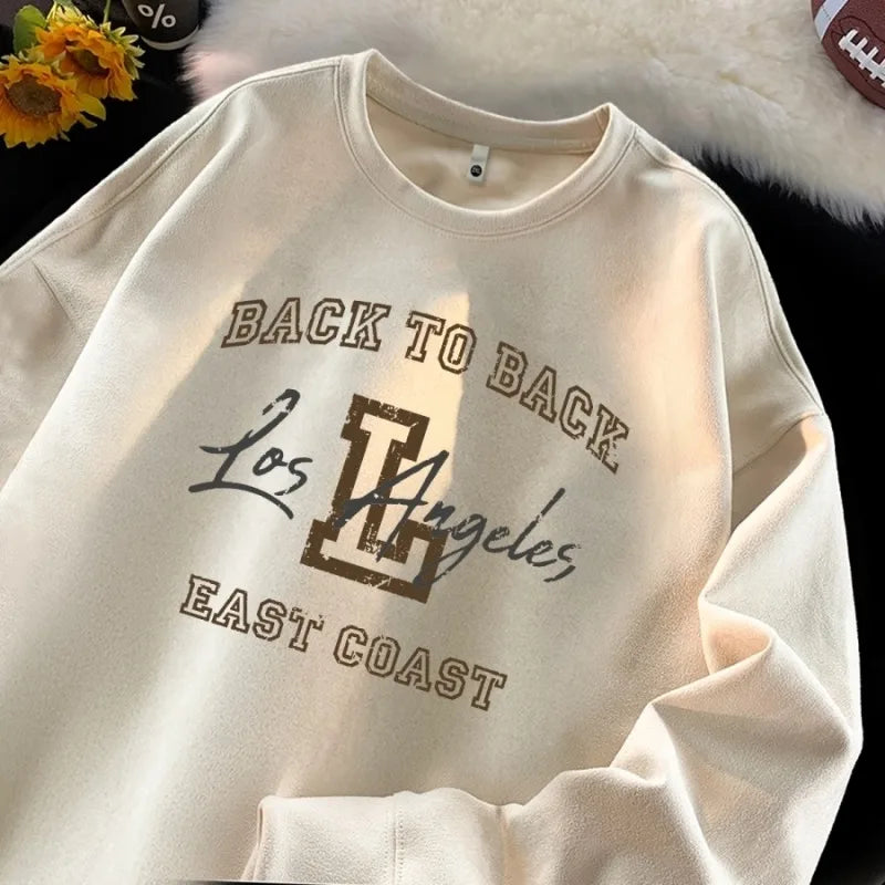 Letter Print Casual Sweatshirts Trend Brand Men's Hip Hop Pullover Sweatshirt Harajuku Korean Style Round Neck Male Clothing