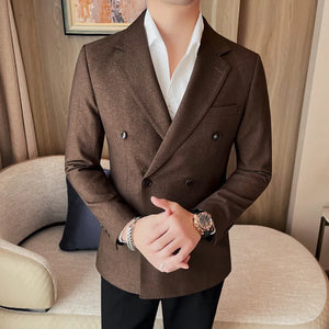 Double Breasted Blazer Jackets For Men High Quality Business Formal Wear Clean Fit Elegant Men's Blazer Big Size Suit Coats 4XL - Virtuosity Wear
