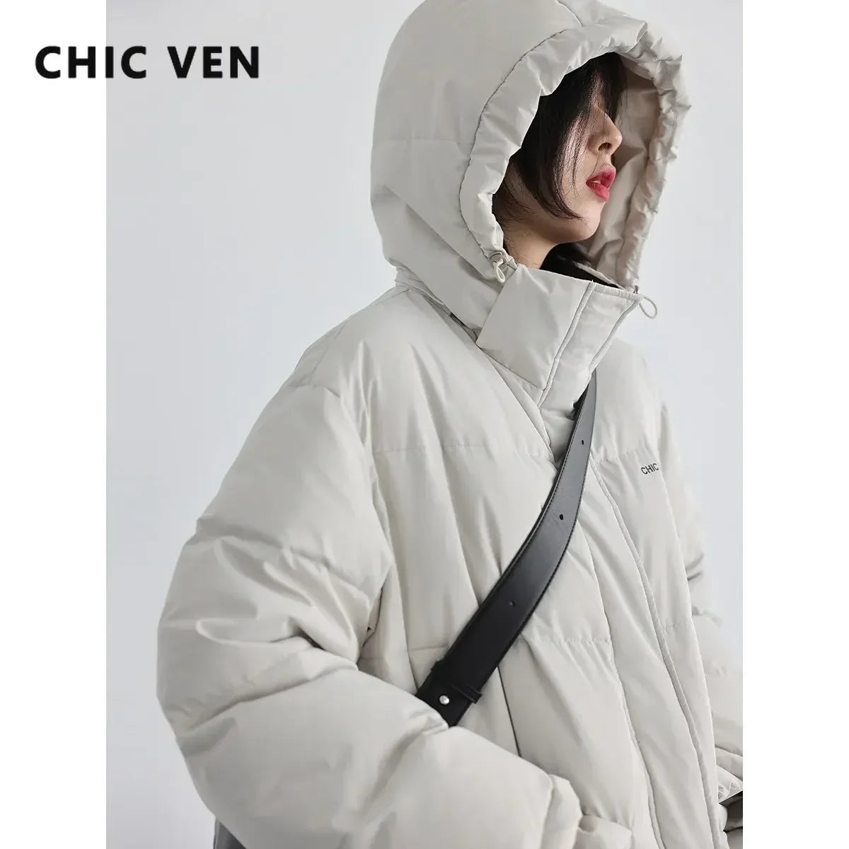 Down Coat Solid Thick Detachable Hooded 90 Duck Down Mid Length Jacket