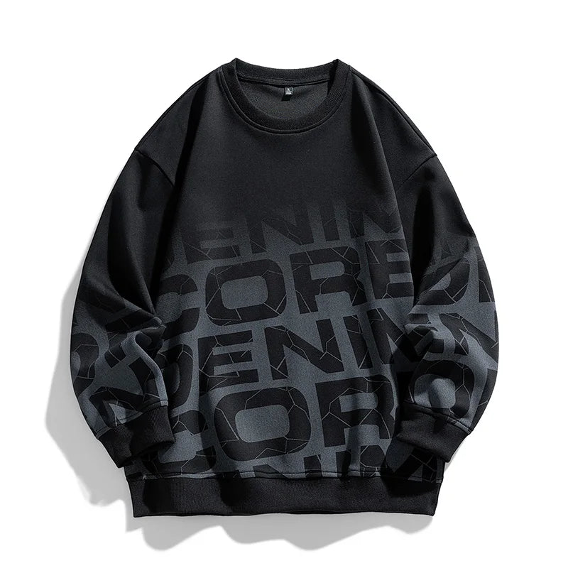 Autumn New Gradient Letter Sweatshirt For Men Harajuku Streetwear Trend Crew Neck Pullovers Oversized Unisex Clothing Male Top