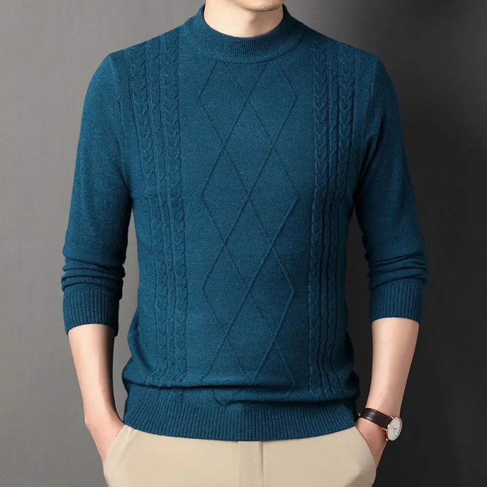 COODRONY Middle And Young People's Semi High Collar Sweater Men's Fashionable Knitted Bottom Shirt Autumn Winter Warm Top W5615