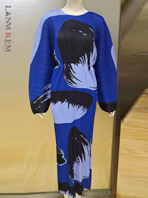 LANMREM Batwing Sleeves Printing Long Dress For Women - Virtuosity Wear