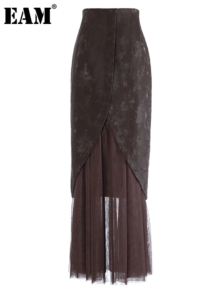 High Waist Mesh Irregular Perspective Half-body Skirt