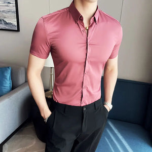 Camisas De Hombre Korean Luxury Clothing Summer Men Short Sleeve Shirt Big Size Slim Fit Men's Social Shirt Elegant Blouse Homme - Virtuosity Wear