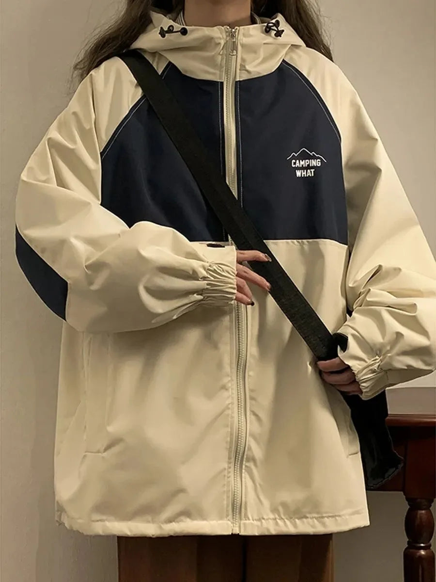 Harajuku Patchwork Jackets Women Cargo Jacket Y2K 2023 Spring Autumn Casual Loose Outerwear Long Sleeve Coats Teens Female Top