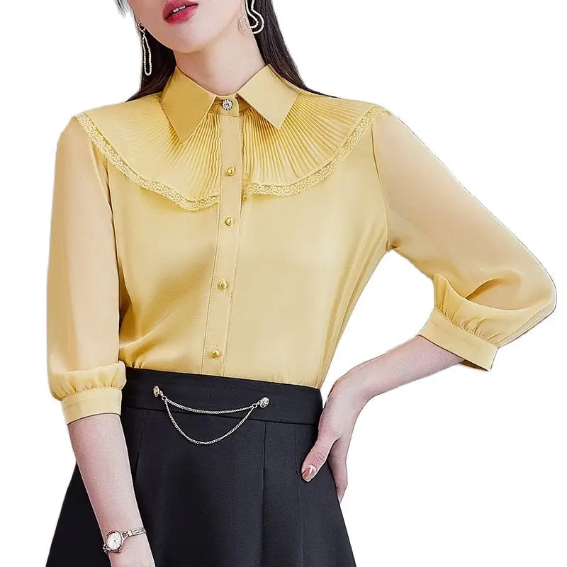 Soft Turn-down Collar Blouse
