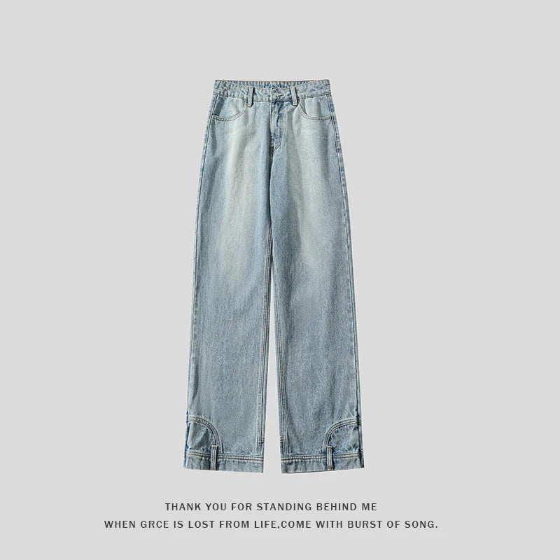 2024 New Blue Jeans Men Women Loose Baggy Denim Jean High Street Retro Trousers Straight Legs Y2k Clothing