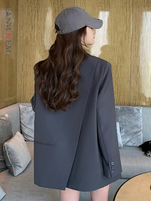 LANMREM Designer Back Split Women Blazer Coat Single Breasted Long Sleeves Korean Coats Fashion Clothing - Virtuosity Wear