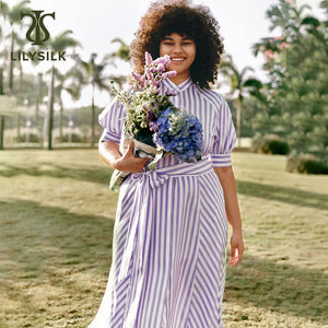 LILYSILK Silk Twill Shirtdress for Women 2024 Spring New Luxury Casual Button Front Camping Clothing with Pocket Free Shipping - Virtuosity Wear