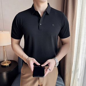 Summer Men's Polo Shirts High Quality Business Casual Elastic Polos For Men Clothing All Match Slim Fit Short Sleeve Tees Male - Virtuosity Wear