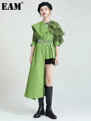 Irregular Pleated Long Blouse - Virtuosity Wear