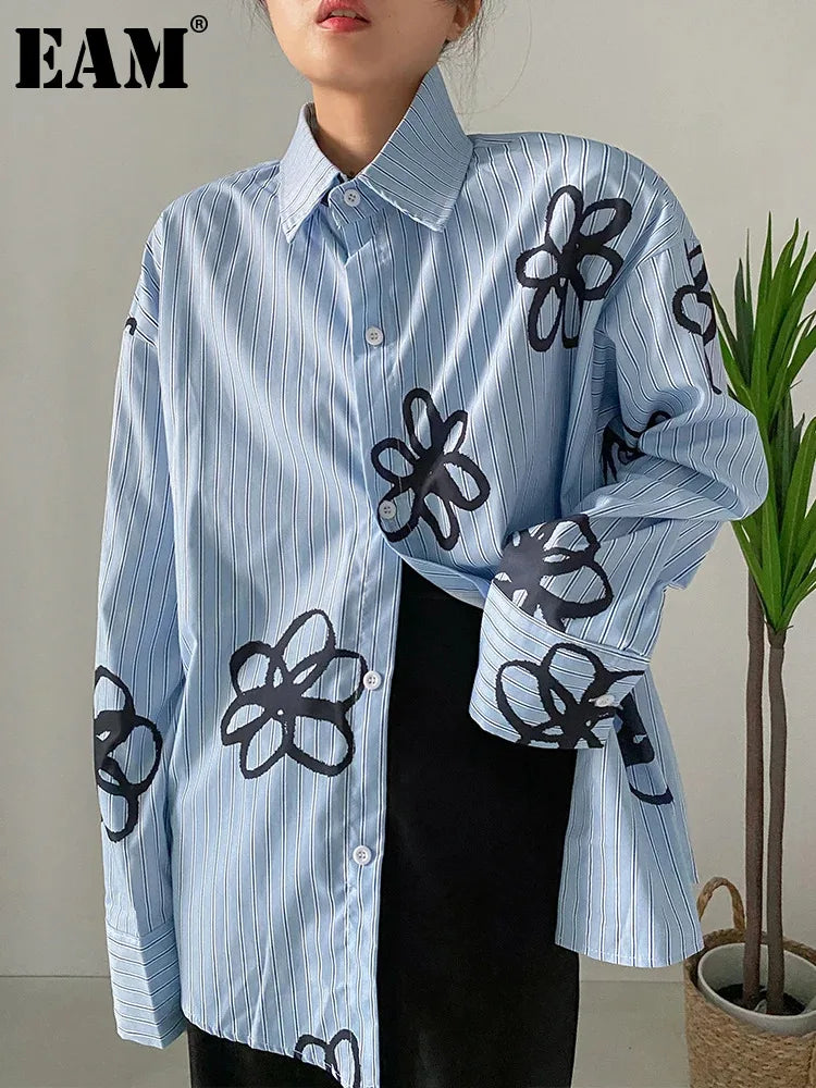 Striped Flower Big Size Blouse