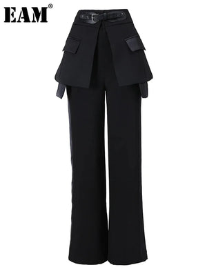 High Waist Irregular Long Wide Leg Pants - Virtuosity Wear