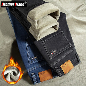 Fleece Straight Jeans Casual Denim Trousers - Virtuosity Wear