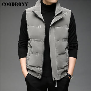 COODRONY White Duck Down Vest Men Clothing Winter New Arrival Parkas Big Pocket Zipper Stand Collar Warm Sleeveless Jacket Z8219 - Virtuosity Wear