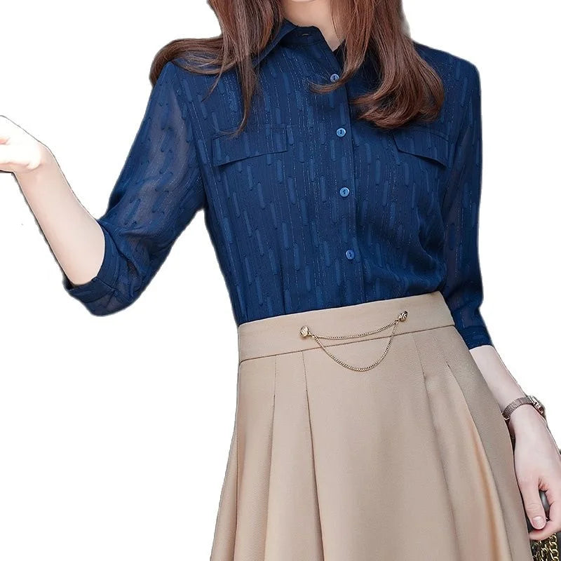 Soft Turn-down Collar Blouse